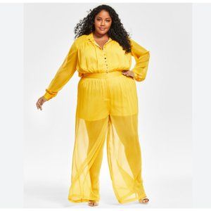 NWOT NINA PARKER Trendy Plus Size Button-Front Jumpsuit